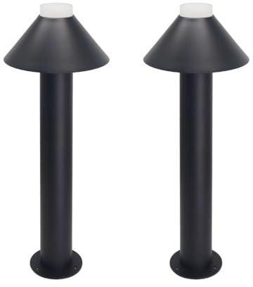 LUXULA 2er Set Wegeleuchte mit Schirm, Bodenplatte und Erdspieß, GU10 Fassung, Aluminium, 60cm Höhe - LED Außenleuchte IP44 Pollerleuchte Garten Terrasse