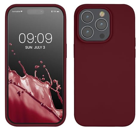 kwmobile Handyhülle für iPhone 14 Pro Hülle, für iPhone 14 Pro Case - Hülle Silikon - kabelloses Laden - Rhabarber Rot