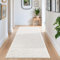carpet city Teppich Wohnzimmer Hochflor Creme - Läufer 80x300 cm - Hochtief Karo-Muster, 3D-Effekt - Bettvorleger Schlafzimmer Teppiche Boho, Skandi