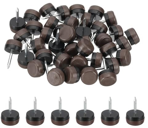 PATIKIL Furniture Sliders 16mm, 40pcs Nail on, Brown | Chair Leg Floor Protectors,Furniture Glider Pads,for Easy Moving on Carpet,Hardwood,Tile