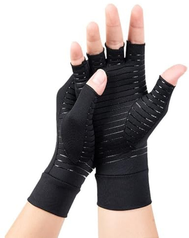 Gants Arthrose Sans Doigts Rheuma, Gants pour Arthrose Cuivre, Réchauffe des Joints de Doigt, Gants de Compression Cuivre, M