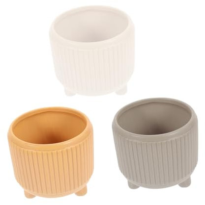 iplusmile 4 Pièces Pots de Fleurs Céramique Petits Contenants pour Plantes Cactus Décoration Intérieure Extérieure Style Scandinave Blancs