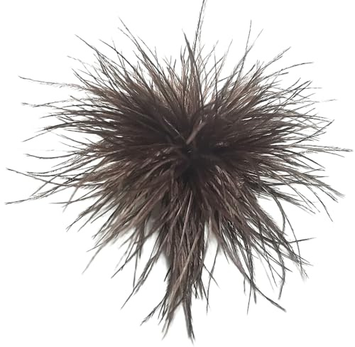 Blausky 1 Stück 10-15cm Flauschige Feder Brosche für Kleid Pullover,Straußenfeder Anstecknadeln Feder Haarspange mit Clips und Stifte Elegant Hut Zubehör für Hochzeit Party Tanz,Braun