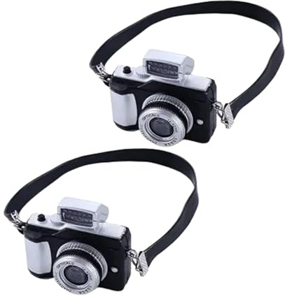 2Pcs 1:4 Scale Mini Camera Prop Ornament Vintage Camera Model, Miniature Digital Camera Mini Decoration Accessories Photography Props Ornament(Style 1)