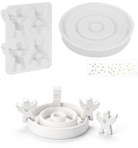 5 unidades Ángel Silicona Moldes para Velas, Pascua Ángel con Corazón para Velas, 3D de Ángel con Corazón, Ideal para Manualidades y Proyectos DIY