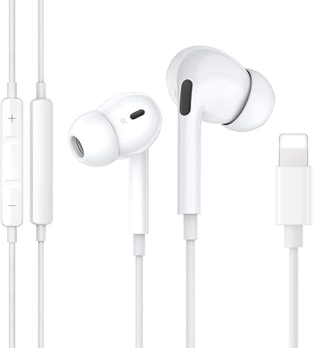 iPhone Earphones Wired, In Ear Headphones [MFi Certified] Lightning Headphones Compatible with iPhone 14/14 Pro/14 Plus/13/12/11/XR/XS/X/8/7/SE HiFi Stereo Earbuds with Microphone and Volume Control