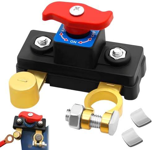 Autobatterie Batterie Trennschalter,12V/24V Einstellbar Hauptschalter | Reinem Kupfer Batterieschalter, für Boote und Wohnmobile, Lkw, Motorrad, Pkw, Caravan