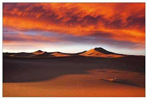 Wallario Küchenrückwand selbstklebend 90 x 60 cm, Motiv: Sahara Wüste II - Sanddünen im Sonnenuntergang | Spritzschutz abwischbar & pflegeleicht