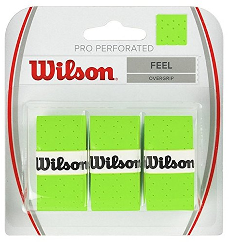 Wilson Pro Overgrip Perforated 3 Pack - White, Green, Pink - Tennis - Badminton - Squash