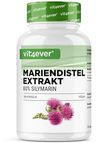 Extrait de chardon-Marie 180 gélules de 500 mg chacune - 80% de silymarine - 6 mois d'approvisionnement - Testé en laboratoire (teneur en ingrédients actifs et pureté) - Hautement dosé - Végétalien
