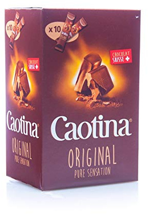 Cioccolata da bere originale Caotina, bastoncini - porzione tazza, cacao in polvere con il miglior cioccolato svizzero, cioccolata calda sostenibile e certificata, 2x150g