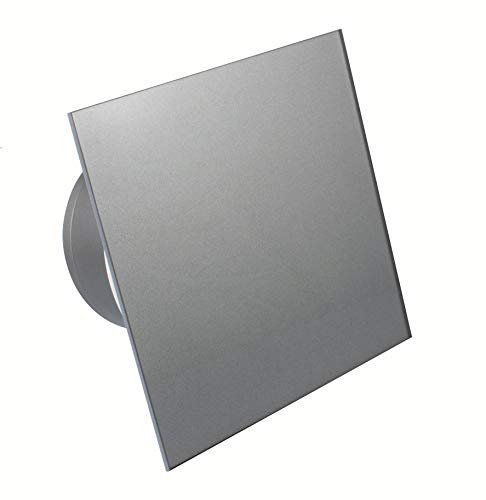 Ventilator/Lüfter Badlüfter mit integrierte Rückschlagklappe Glasfront stark 105 m³/h sehr leise 39 dB Kugellager Hergestellt EU (Weiss) (Silber 105 m³/h)