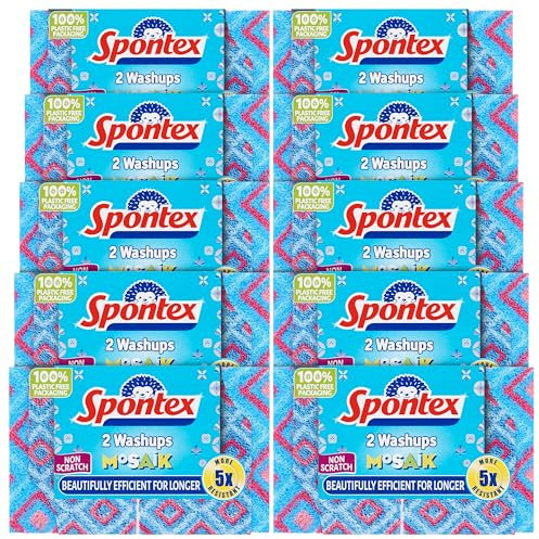 Spontex 2 Washups Mosaik Non Scratch Sponge Scourers