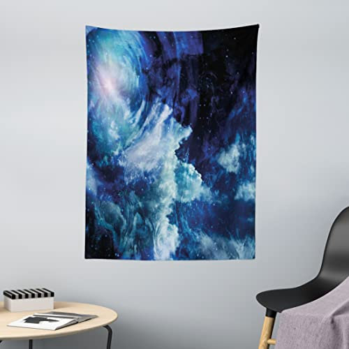 ABAKUHAUS Weltraum Wandteppich, Universum Spiralarm aus Weiches Mikrofaser Stoff Waschbar ohne Verblassen Digitaldruck, 110 x 150 cm, Nachtblau