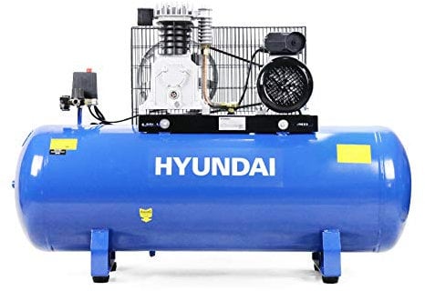 Hyundai 150 Litre Air Compressor, 14CFM/145psi, Twin Cylinder, Belt Drive 3hp, 2 Year Warranty