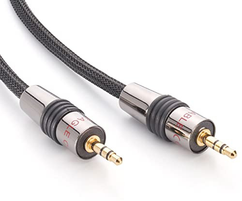Eagle Cable by INAKUSTIK – 10071008 – Deluxe 3,5mm Klinkenkabel | für Anschluss vom Smartphones, Tablets oder PC an HiFi-Verstärker | 0,8m in Schwarz | 2-fache Abschirmung | moderner Geflechtschirm
