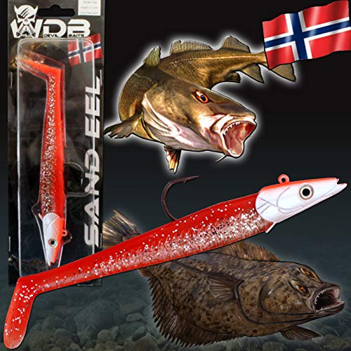 Wild Devil Baits Sand EEL Sandaal Meeres Shad Gummifisch (Red Devil, 90g)