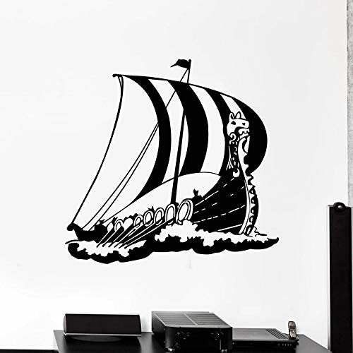 sanzangtang Navigation Wandtattoo mittelalterlichen Wikinger Schiff Marine Stil Vinyl Fenster Aufkleber dekorative Wandbild,
