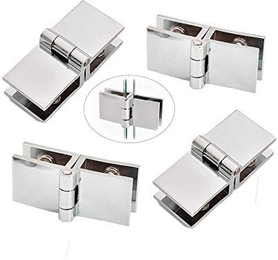 Pack of 4 180°Glass Door Hinge Made of Zinc Alloy, Glass Door Clip in, Easy Installation, Durable for Display Cabinets, Wine Cabinet, Bathroom Door