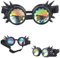 DODOING Kaleidoskop Brille Steampunk Rave Brille Brille Kristall Regenbogen Kaleidoskop Rave Brille Regenbogen Kristall Glas Linse, Schwarz (Spitze), Einheitsgröße