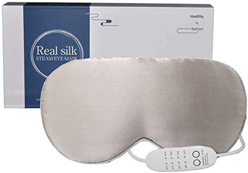 PJYU - Maschera per occhi riscaldata, in seta, per occhi gonfi, secchi, trattamento blefarite, allevia l'affaticamento degli occhi, sindrome dell'occhio secco, occhi di porcile e MGD (grigio)