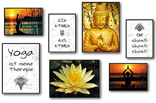 TypeStoff Poster-Set – Yoga – Kunstdrucke ohne Rahmen - Typografie-Bilder auf hochwertigem Karton - Plakat, Druck, Print, Wandbild zum Thema Entspannung und Yoga - PS-00966