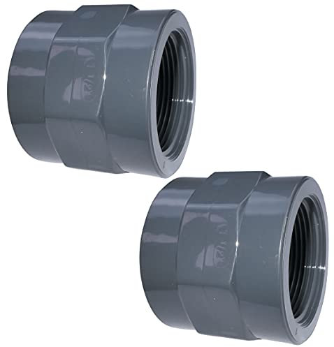 AERZETIX - C52004 - Set di 2 manicotti filettati 1 1/2''x1 1/2'' - in plastico femmina-femmina per avvitare - raccordo a pressione diritto per tubi 16 bar