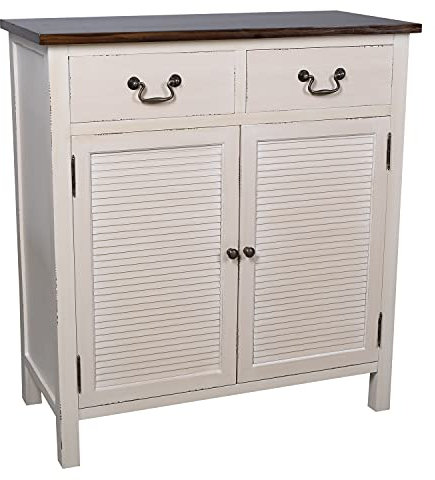 Kommode Creme weiß Highboard Holz Vintage Look Anrichte Sideboard Retro Landhausstil 85x93x40cm BxHxT