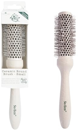 So Eco Small 32 mm Thermo Ceramic Round Brush - Hair Styling, Volumising & Curling Brush for Short to Medium Hair. Sustainable Bioplastic Handle & Pins Made from Recycled Plastics