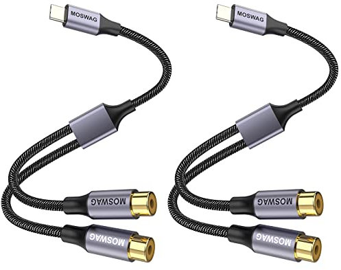MOSWAG Cavo Adattatore da USB C Maschio a Doppia Femmina RCA Audio Stereo Y Splitter Che Consente Nna Qualità Del Suono Fino a Hi-Fi, Ampio Palcoscenico Sonoro Naturale e Suono Incolore