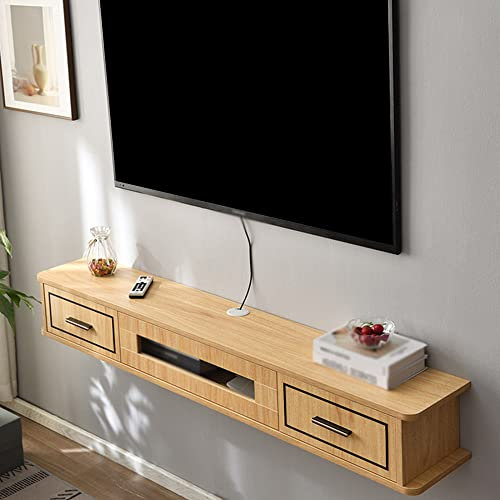 TV Board HäNgend, Projektoren Und Spielkonsolen Holzwand-Tv-SchräNke, Geeignet FüR Wohnzimmer-UnterhaltungsräUme/Wood color / 130cm