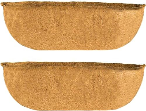 2 Pcs 36 Inch Trough Coco Fiber Replacement Liner, Pre-Formed Replacement Trough Coco Coir Coconut Liner Plant Basket Liner for Window Box Wall Trough Planter