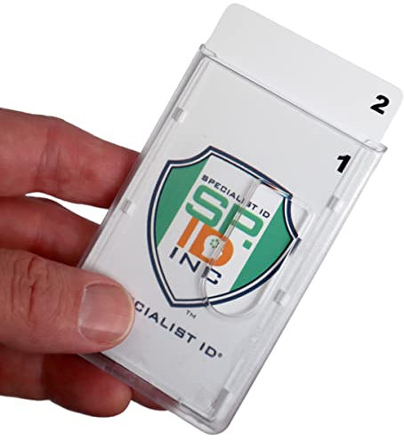 2x Ausweishalter Kartenhülle Ausweishülle mit Daumenschub für 2 KARTEN Transparent (vertikal/hochkant)