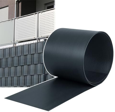 NAIZY 20x Sichtschutzstreifen Hart PVC Sichtschutzfolie 2,5m x 19cm Sichtschutz Zaun Rolle Blickdicht Doppelstabmattenzaun Sichtschutz Windschutz, Anthrazit