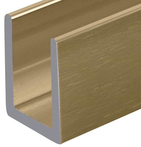 Brixwell SDCD38SB Satin Brass 3/8 Fixed Panel Shower Door Deep U-Channel - 95 Length