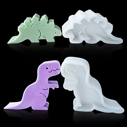 HyzaPhix 2pcs Kerzenform Dinosaurier Silikonform Tier Epoxidharz Formen Gießform Silicone Candle Mold für Selber Machen Handgefertigte Seife, Duftkerzen, Handwerk Ornamente (C)