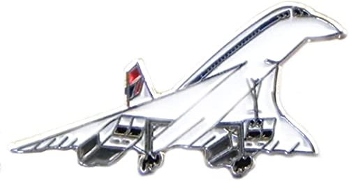 GBJUK Concorde Emaille-Anstecknadel mit Schmetterlingsverschluss auf der Rückseite, Metall