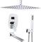 Delnet Rain Shower System Concealed Chrome 16 Inch Ceiling Mounted Rainfall Shower Head System Combo Complete Shower Mixer Set
