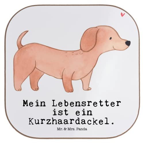 Mr. & Mrs. Panda Untersetzer für Gläser Dackel Kurzhaardackel Lebensretter - Geschenk, unterleger, Teckel, Tischuntersetzer, Coaster, Glas, gläseruntersetzer, Dachshund