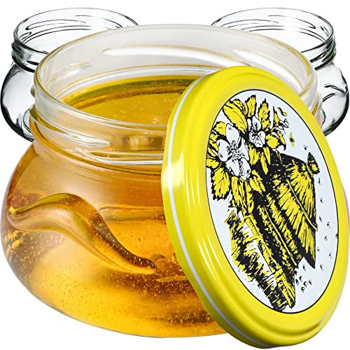 KADAX Lot de 100 pots miniatures pour miel et épices, pots à confiture avec couvercle, bocaux hermétiques à offrir (ruche d'abeille)