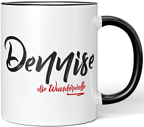 JUNIWORDS Tasse, Dennise, die Wundervolle, Schwarz (5224638)