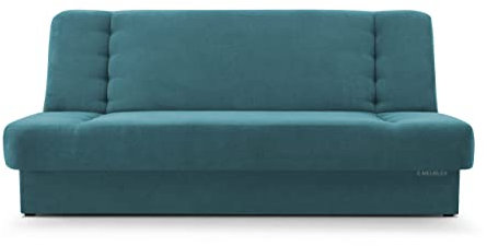 mb-moebel Sofa mit Schlaffunktion und Bettkasten, Kippsofa Klappsofa Schlafsofa Clic-Clack Couch für Wohnzimmer Federkern Sofagarnitur Polstersofa 92x192x85cm - Cyprus (Türkis- Soro 86)