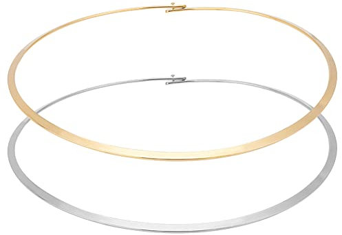 UNICRAFTALE 2pcs 2 Colors 13.5~14cm Inner Collar Stainless Steel Collar Choker Necklaces Metal Necklace Metal Open Choker Necklace for Women