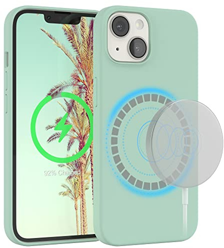 EAZY CASE - Silikonhülle kompatibel mit iPhone 14 Hülle mit Qi Charging Silikon Case weich stoßfeste Handyhülle Schutzhülle Kameraschutz Dünn Schutz Cover TPU Bumper in Mint Grün