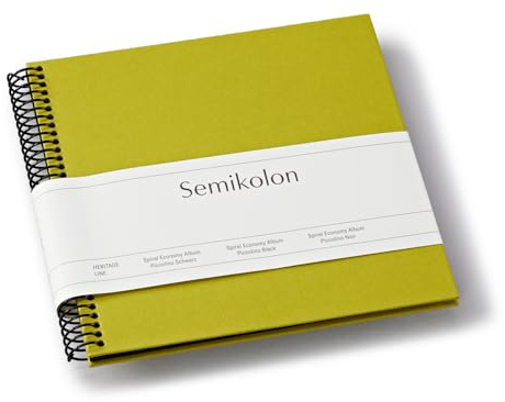Semikolon 370003 Spiral Album Piccolino - 17 x 17 cm - Fotoalbum, 20 Seiten schwarz, Fotobuch, matcha hell-grün