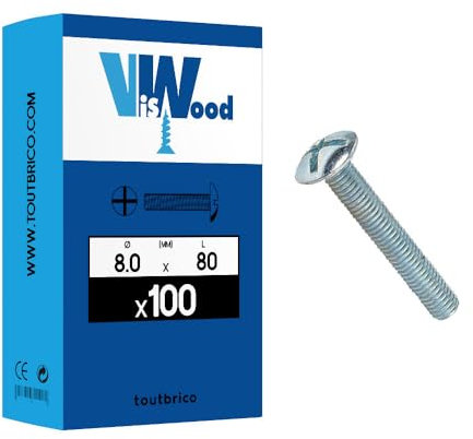 100 vis poêlier 8 X 80mm zingué - Viswood