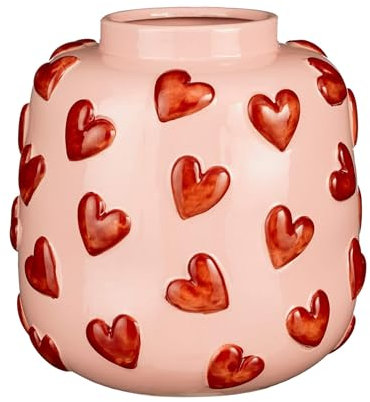 Mica Decorations Vase Hearts - 28x28x28 cm - Keramik - Rosa