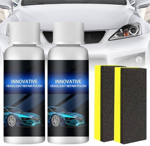 LUPATDY Scheinwerfer Restaurations Set,Scheinwerfer Aufbereitung Set,Polierset für Matte und Blinde Scheinwerfer,Auto Scheinwerfer Reparaturflüssigkeit,Scheinwerfer Politur Set (2PCS)