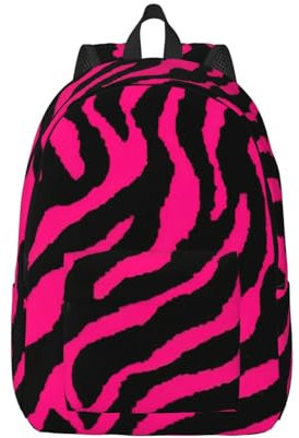 Zaino in tela - Zaino casual leggero, da viaggio - spallacci regolabili, conservazione semplificataZebra Tiger Leopard rosa, Nero, S