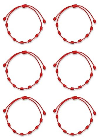 A BUENOS PRECIOS - Bracciale sette nodi rosso originale - Contro il malocchio - Filo rosso protezione energia negativa - Amuleto per buona fortuna e amicizia - Uomo donna bambini coppia amici, Desde